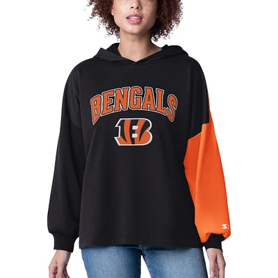 Women's Starter Black Cincinnati Bengals Power Move Long Sleeve Pullover Hoodie