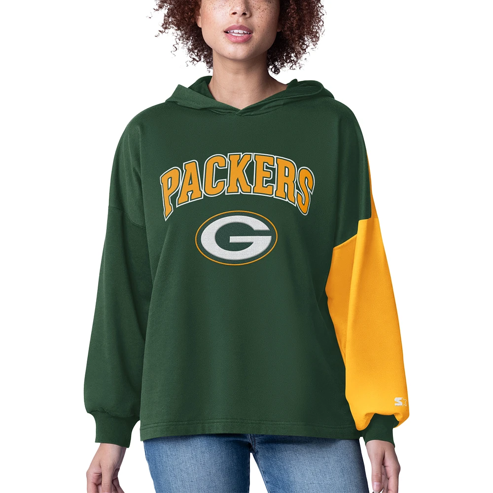 Women's Starter Green Bay Packers Power Move Long Sleeve Pullover Hoodie