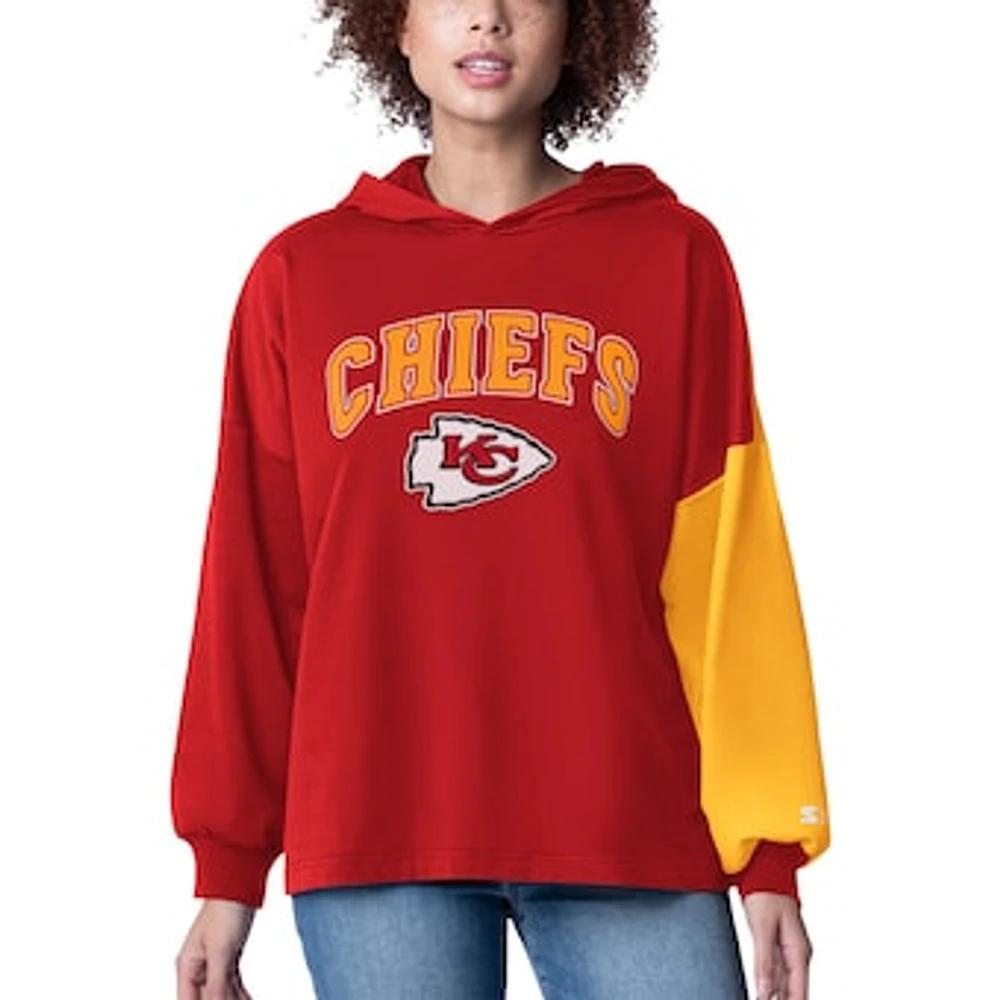 Women's Starter Red Kansas City Chiefs Power Move Long Sleeve Pullover Hoodie