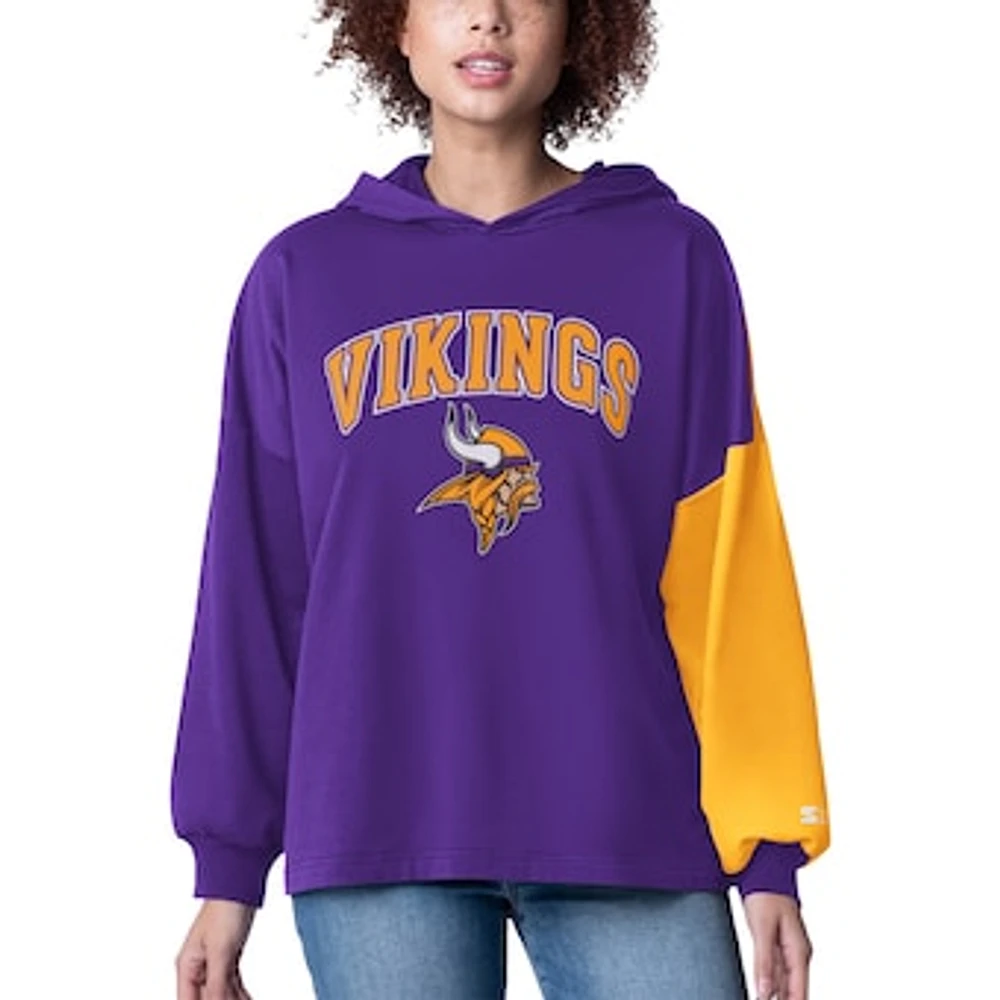 Women's Starter Purple Minnesota Vikings Power Move Long Sleeve Pullover Hoodie