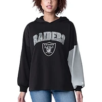 Women's Starter Black Las Vegas Raiders Power Move Long Sleeve Pullover Hoodie