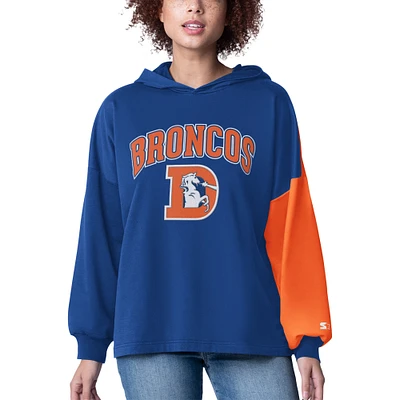 Women's Starter Royal Denver Broncos Power Move Long Sleeve Pullover Hoodie