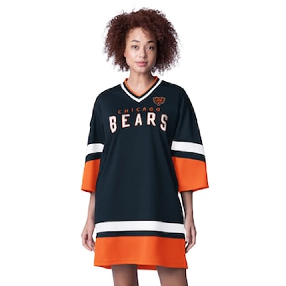 Women's Starter Navy Chicago Bears Slap Shot 3/4 Sleeve Sneaker Dress