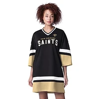 Women's Starter Black New Orleans Saints Slap Shot 3/4 Sleeve Sneaker Dress