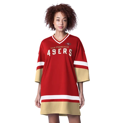 Women's Starter Scarlet San Francisco 49ers Slap Shot 3/4 Sleeve Sneaker Dress