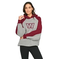 Women's DKNY Sport Gray/Burgundy Washington Commanders Joy Cropped Raglan Pullover Hoodie