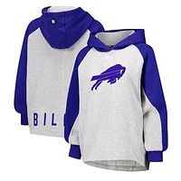 Women's DKNY Sport Gray/Royal Buffalo Bills Joy Cropped Raglan Pullover Hoodie