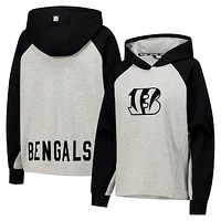 Women's DKNY Sport Gray/Black Cincinnati Bengals Joy Cropped Raglan Pullover Hoodie