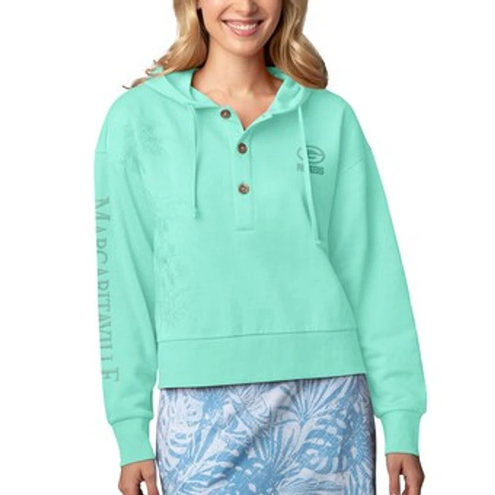 Women's Margaritaville Mint Green Bay Packers Island Dream Solid Pullover Hoodie