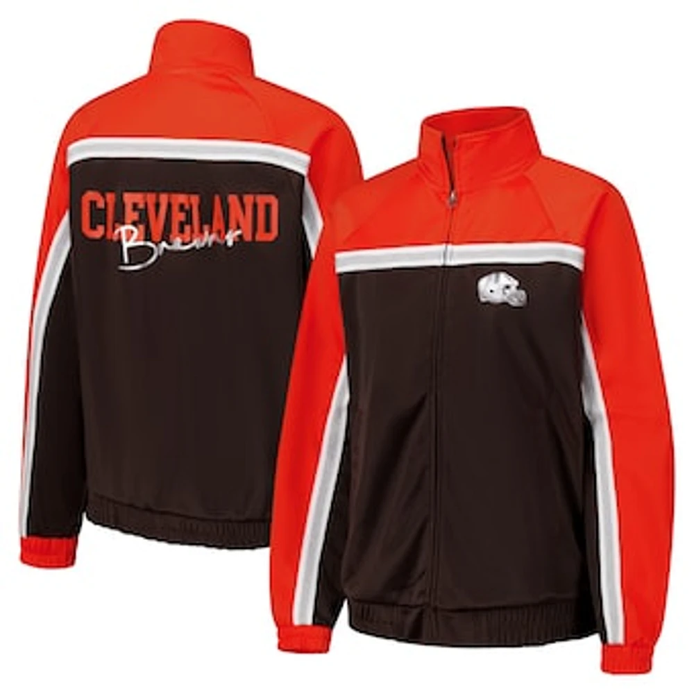 Women's G-III 4Her by Carl Banks Brown Cleveland Browns Post Game Full-Zip Track Jacket