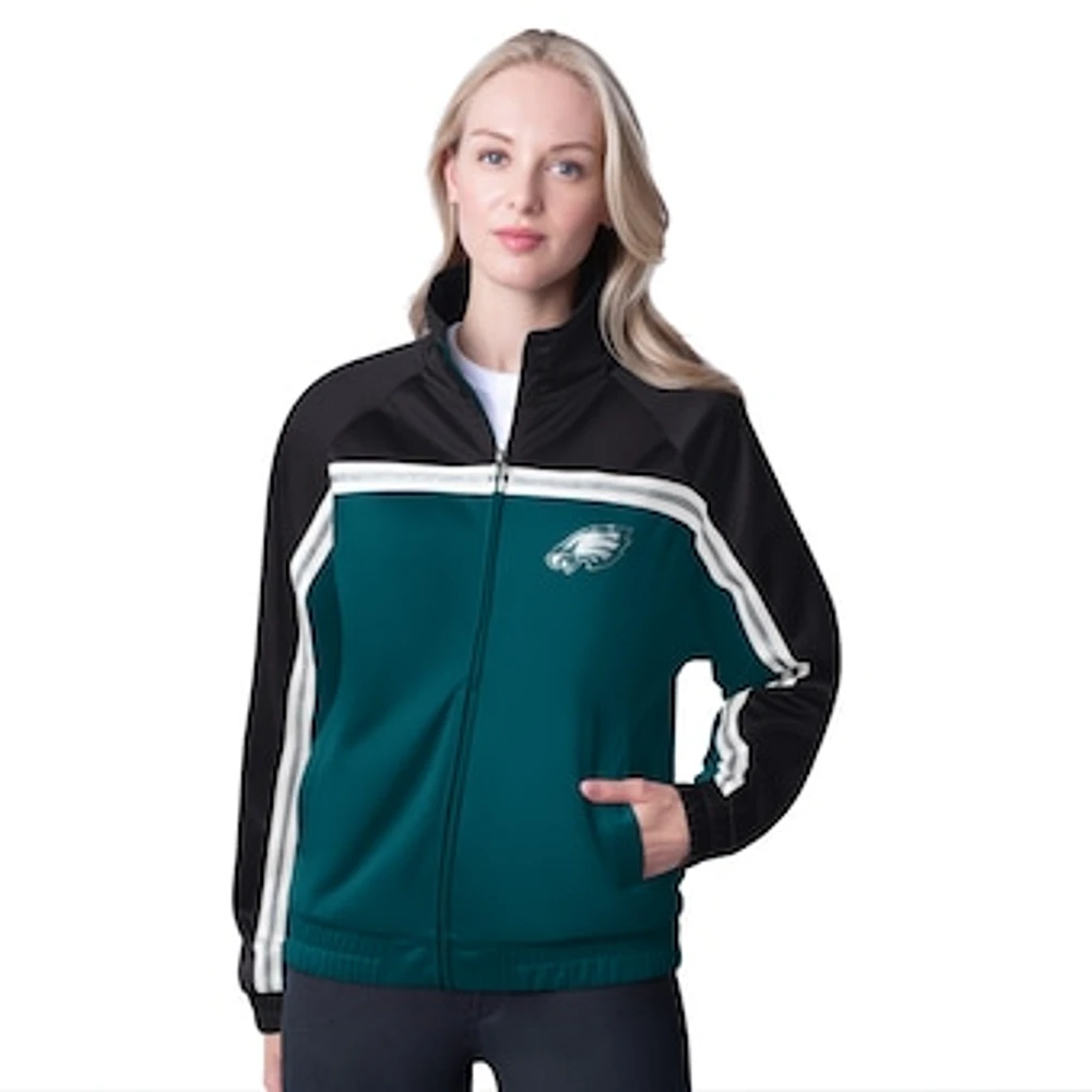 Women's G-III 4Her by Carl Banks Midnight Green Philadelphia Eagles Post Game Full-Zip Track Jacket