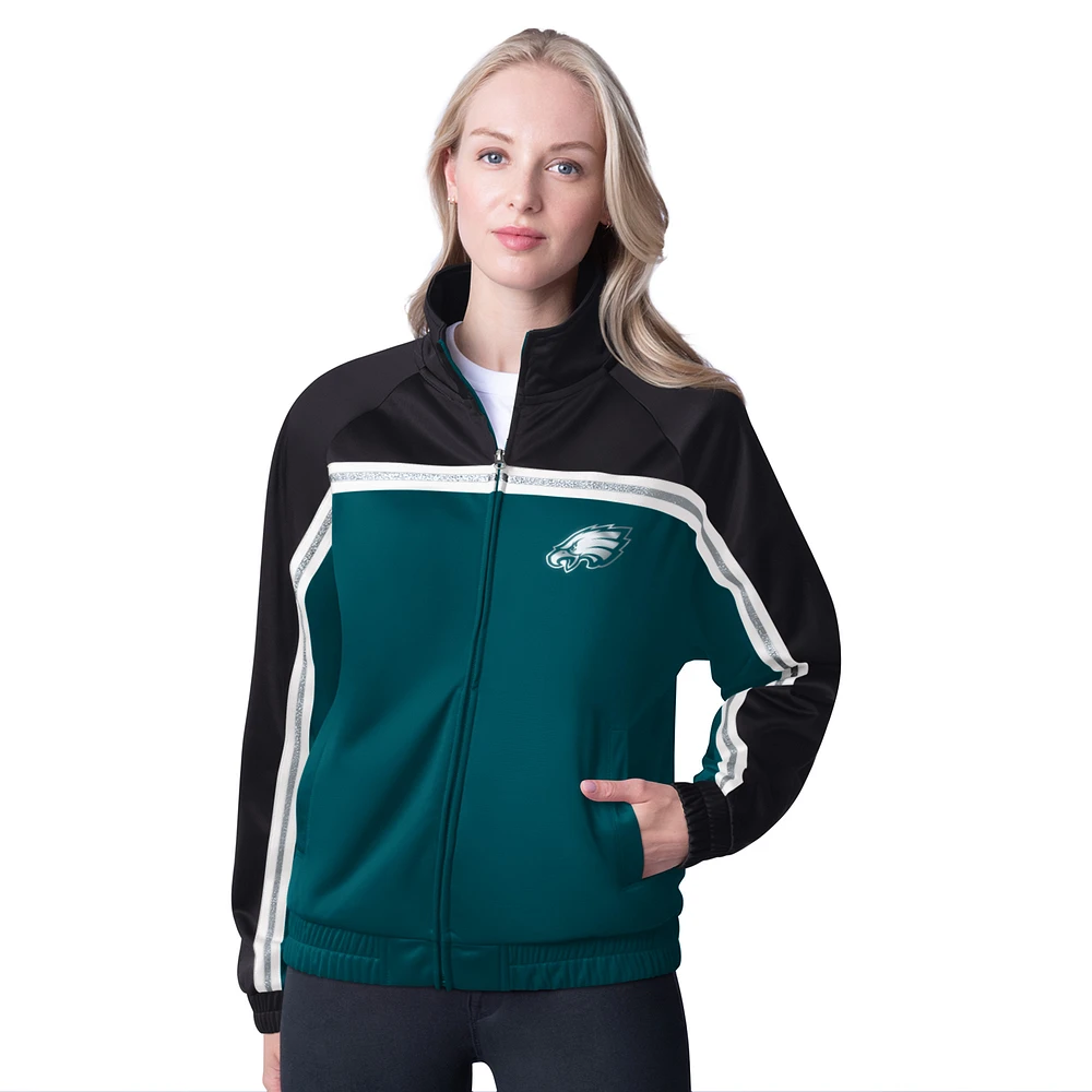 Women's G-III 4Her by Carl Banks Midnight Green Philadelphia Eagles Post Game Full-Zip Track Jacket