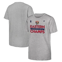 Youth Fanatics  Heather Gray Florida Panthers 2024 Eastern Conference Champions Locker Room T-Shirt