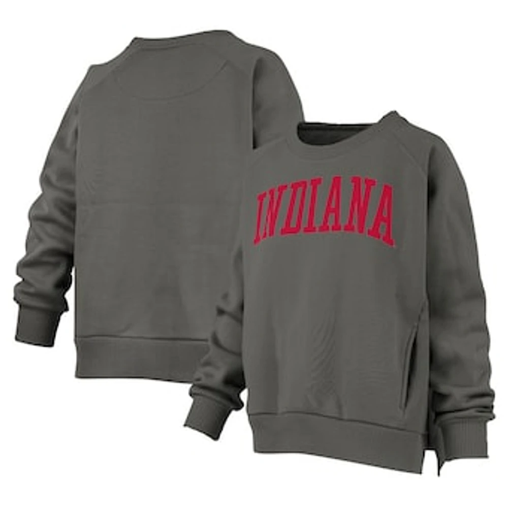 Women's Pressbox Charcoal Indiana Hoosiers Pocketed Raglan Pullover Sweatshirt