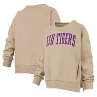 Women's Pressbox Khaki LSU Tigers Pocketed Raglan Pullover Sweatshirt