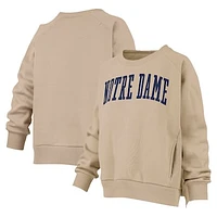 Women's Pressbox Khaki Notre Dame Fighting Irish Pocketed Raglan Pullover Sweatshirt