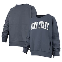 Women's Pressbox Denim Penn State Nittany Lions Pocketed Raglan Pullover Sweatshirt