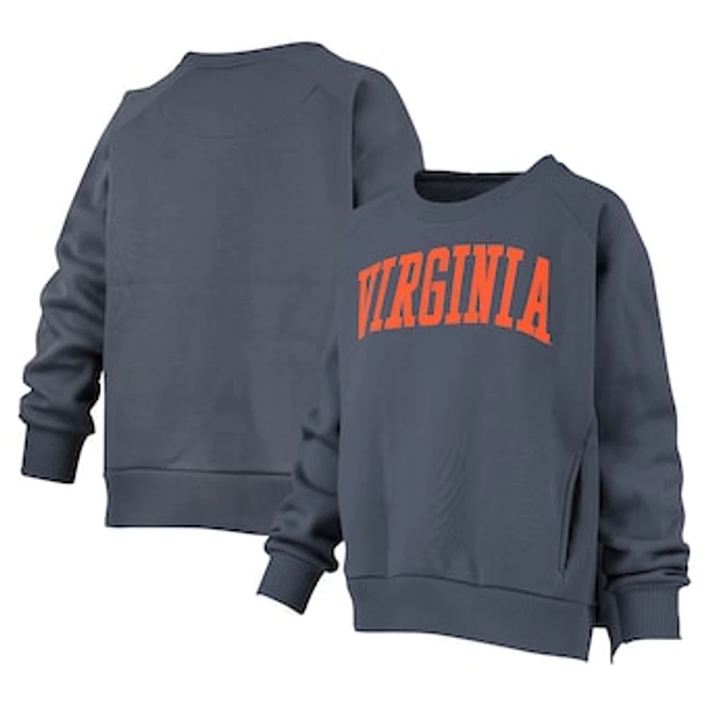 Women's Pressbox Charcoal Virginia Cavaliers Pocketed Raglan Pullover Sweatshirt