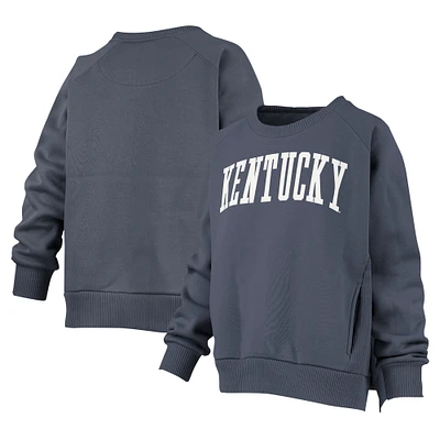 Women's Pressbox Denim Kentucky Wildcats Pocketed Raglan Pullover Sweatshirt