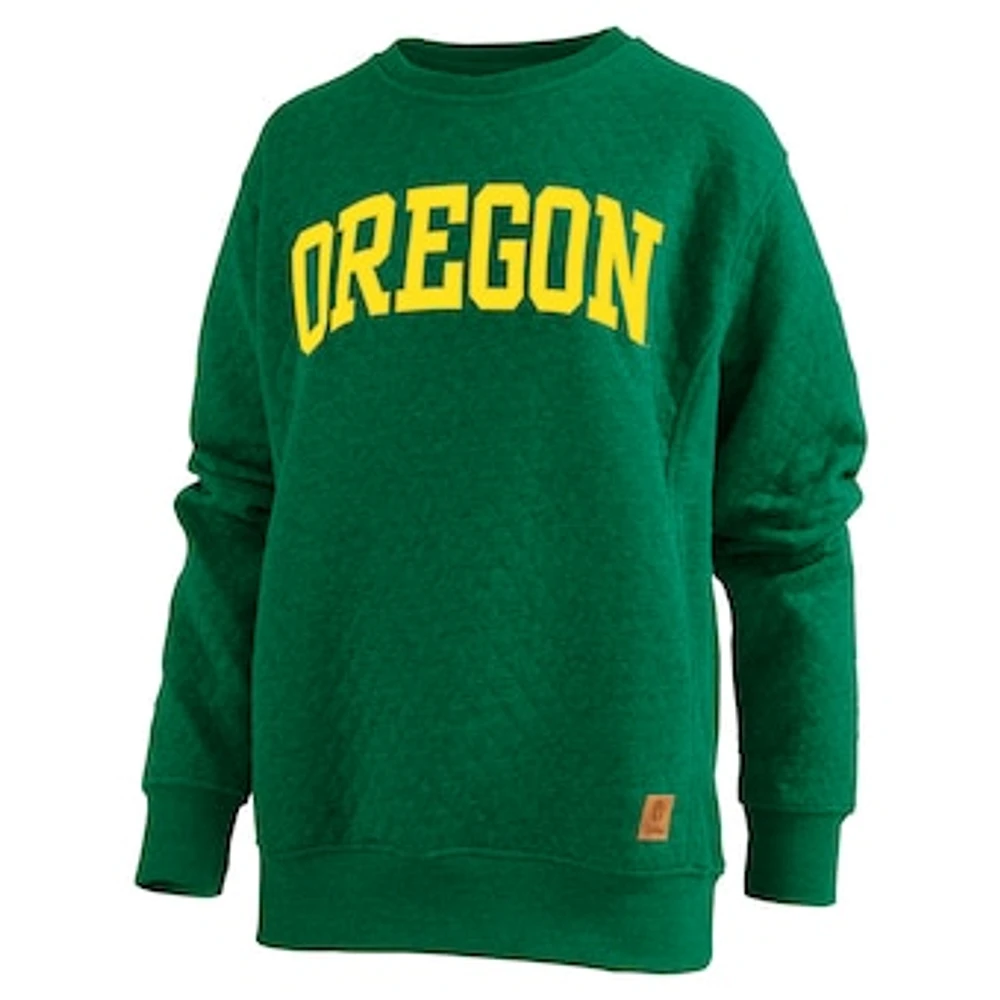 Women's Pressbox  Green Oregon Ducks Moose Quilted Pullover Sweatshirt