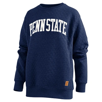 Women's Pressbox  Navy Penn State Nittany Lions Moose Quilted Pullover Sweatshirt