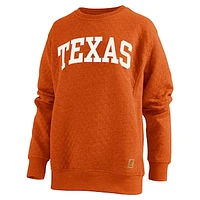 Women's Pressbox Texas Orange Longhorns Moose Quilted Pullover Sweatshirt