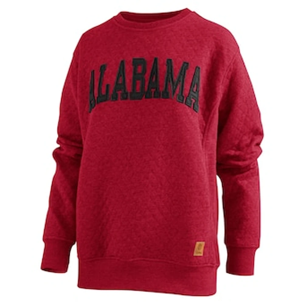 Women's Pressbox  Crimson Alabama Tide Moose Quilted Pullover Sweatshirt