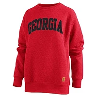 Women's Pressbox  Red Georgia Bulldogs Moose Quilted Pullover Sweatshirt