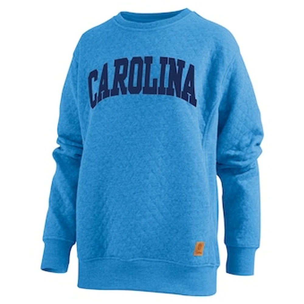 Women's Pressbox Carolina Blue North Tar Heels Moose Quilted Pullover Sweatshirt