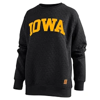 Women's Pressbox  Black Iowa Hawkeyes Moose Quilted Pullover Sweatshirt