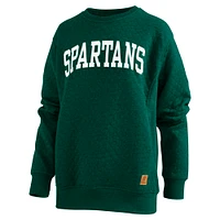 Women's Pressbox  Green Michigan State Spartans Moose Quilted Pullover Sweatshirt