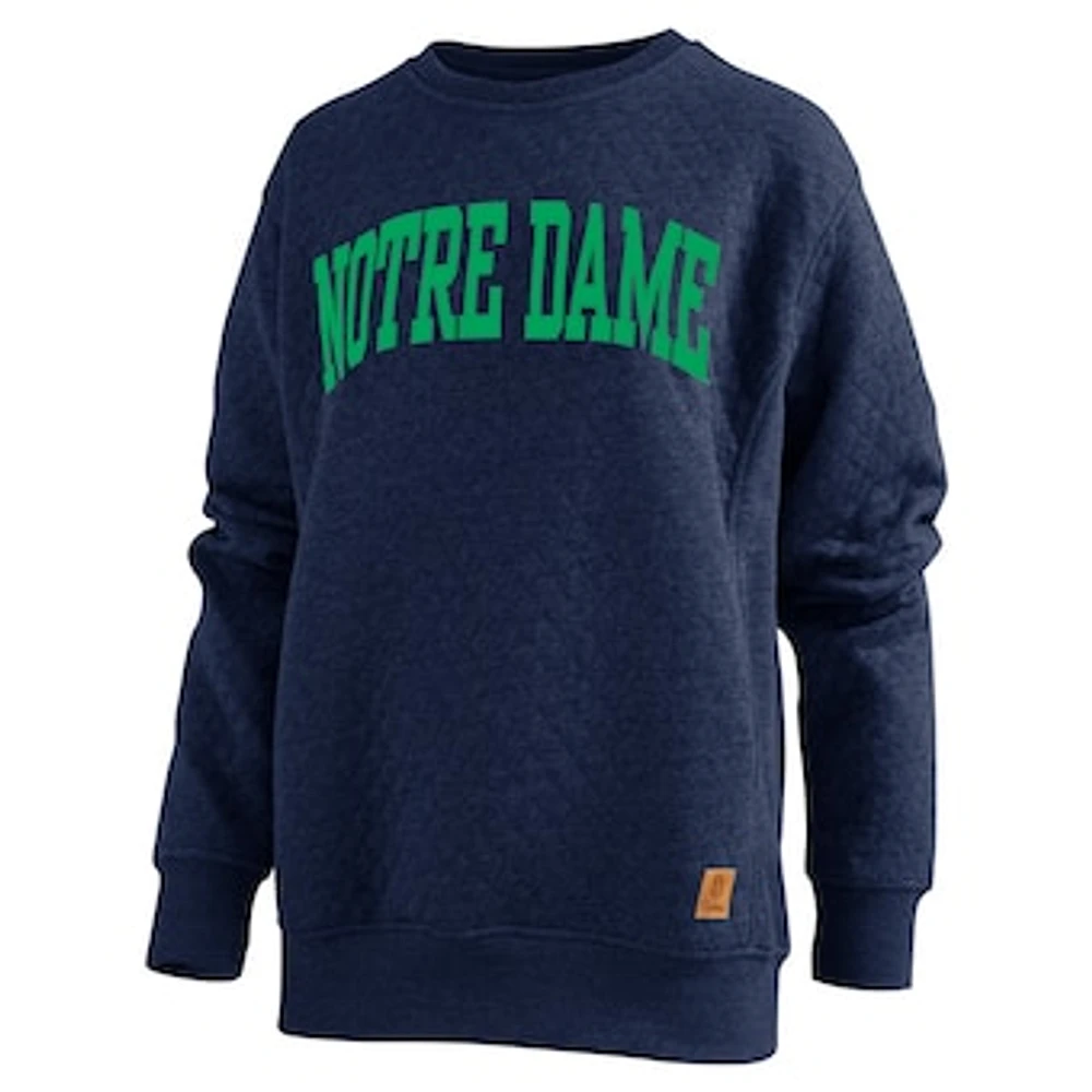 Women's Pressbox  Navy Notre Dame Fighting Irish Moose Quilted Pullover Sweatshirt