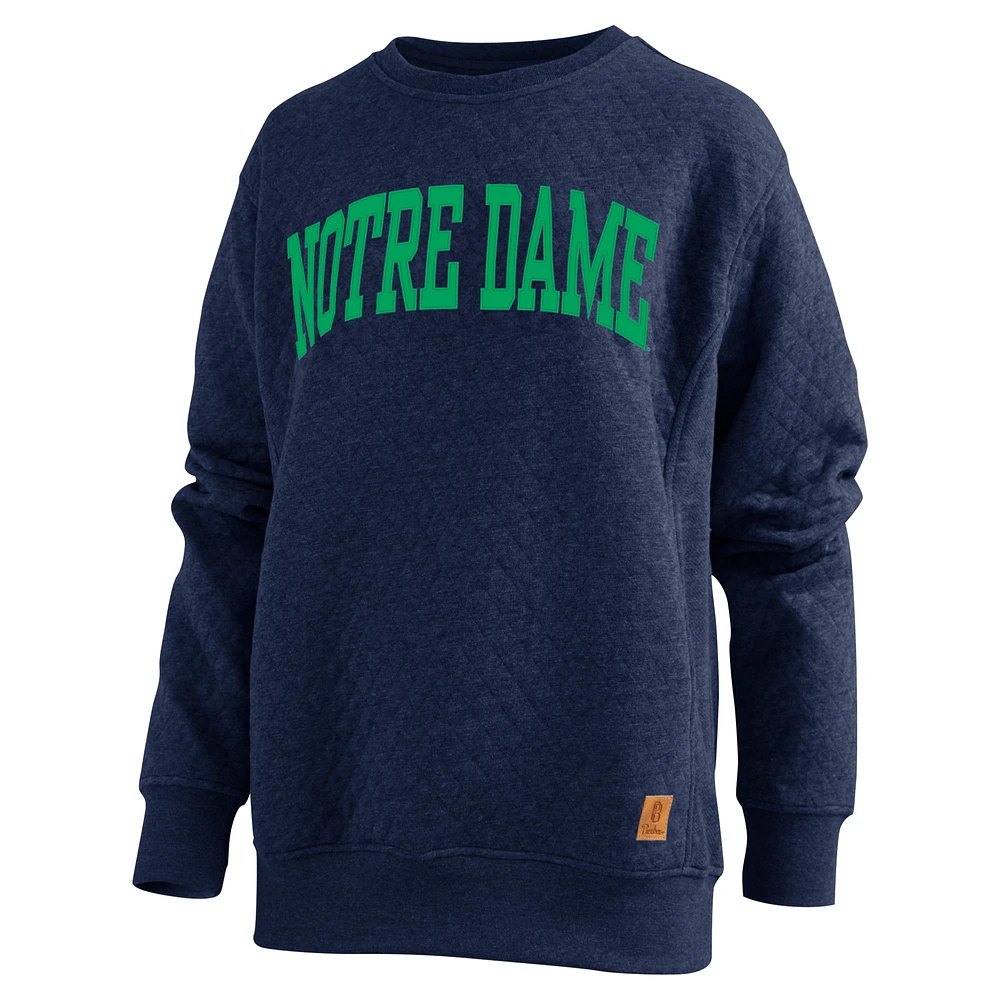 Women's Pressbox  Navy Notre Dame Fighting Irish Moose Quilted Pullover Sweatshirt