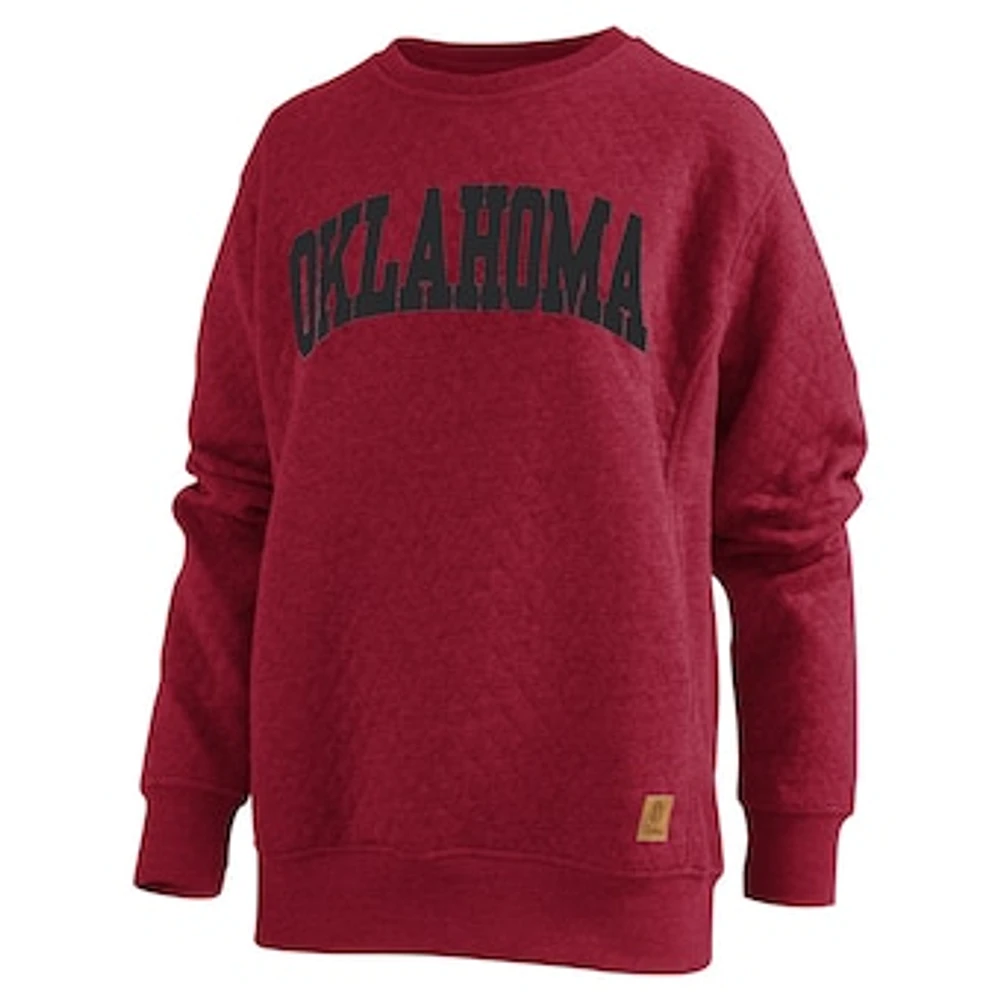 Women's Pressbox  Crimson Oklahoma Sooners Moose Quilted Pullover Sweatshirt