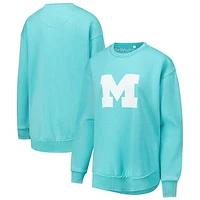 Women's Pressbox Mint Michigan Wolverines Poncho Fleece Pullover Sweatshirt