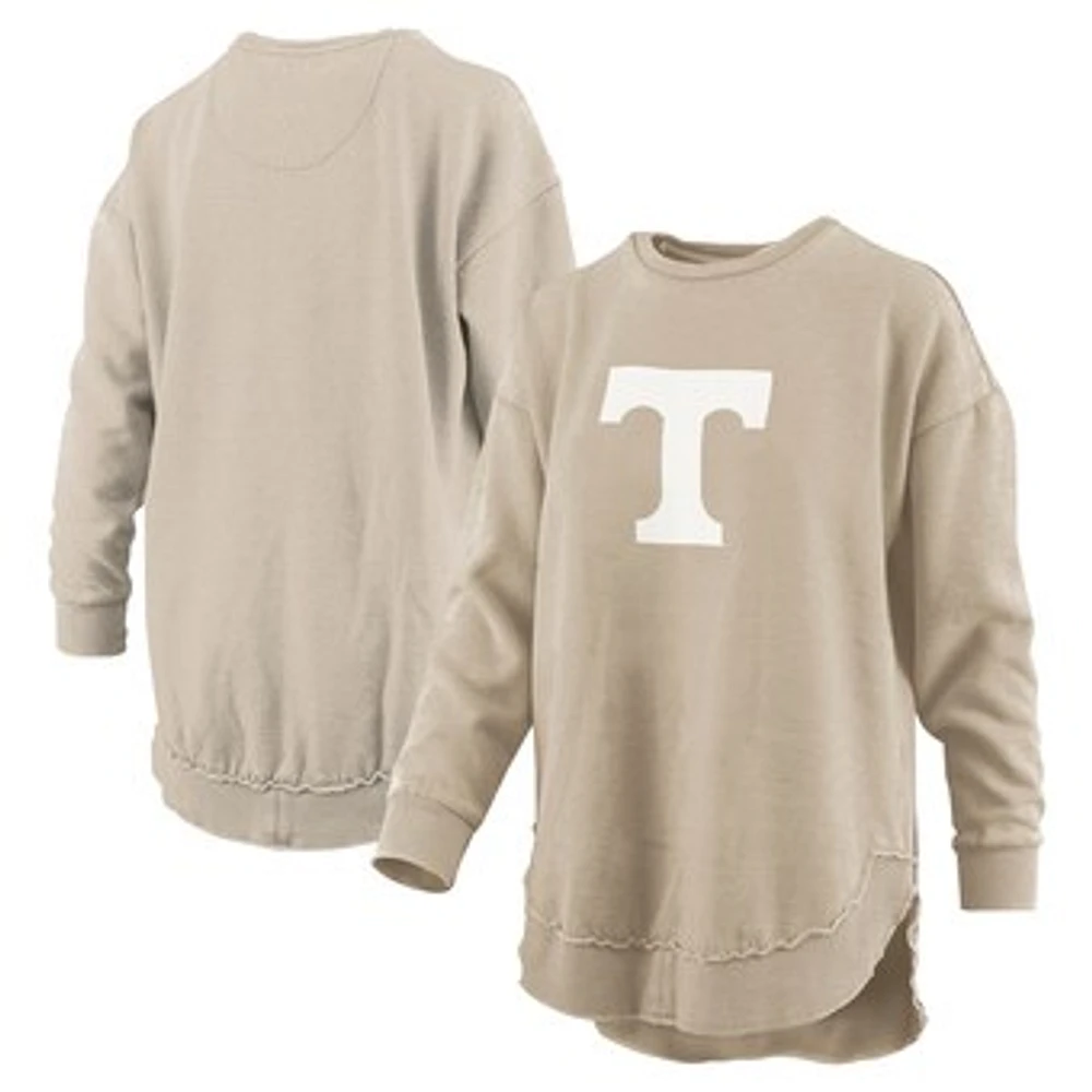 Women's Pressbox Khaki Tennessee Volunteers Poncho Fleece Pullover Sweatshirt