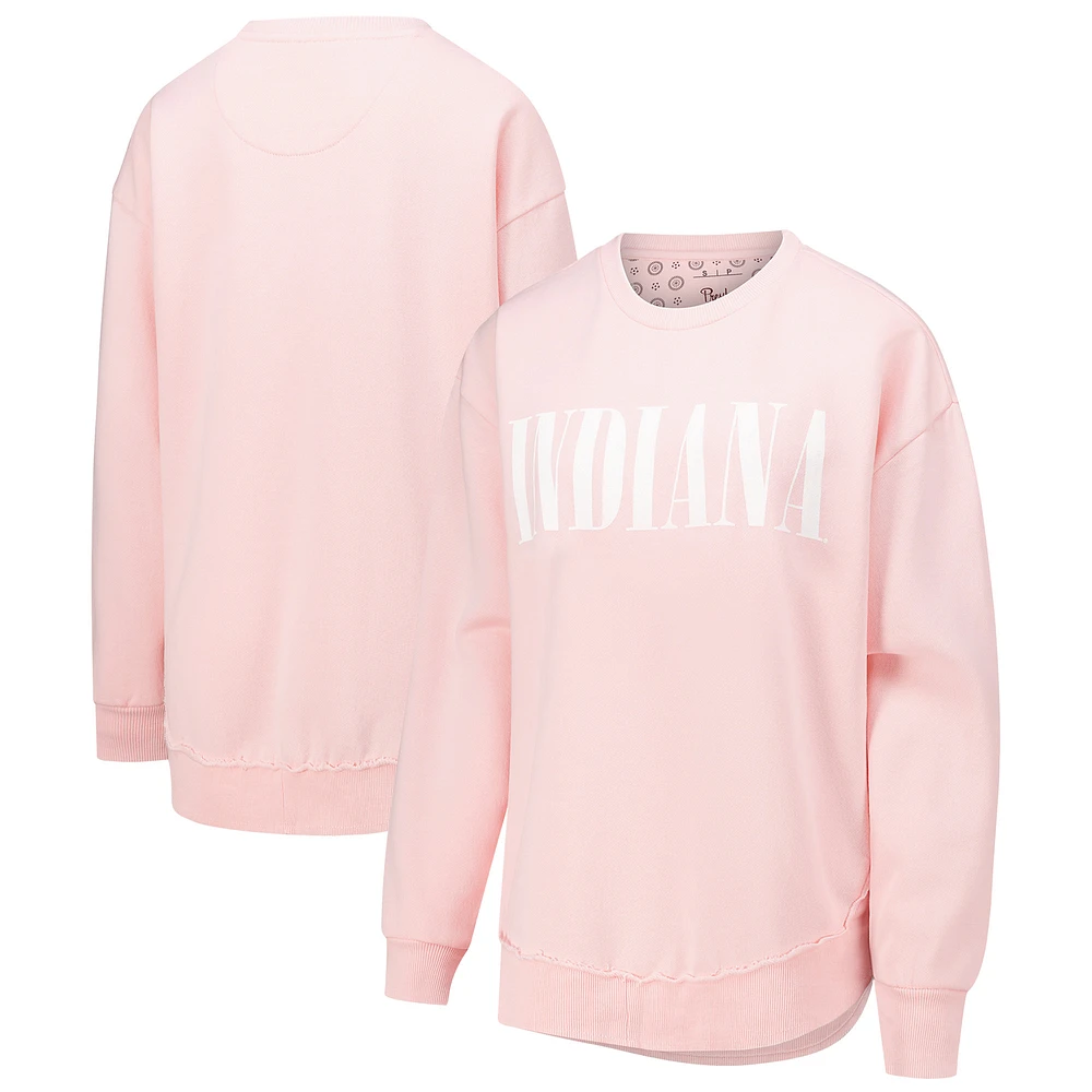 Women's Pressbox Light Pink Indiana Hoosiers Poncho Fleece Pullover Sweatshirt