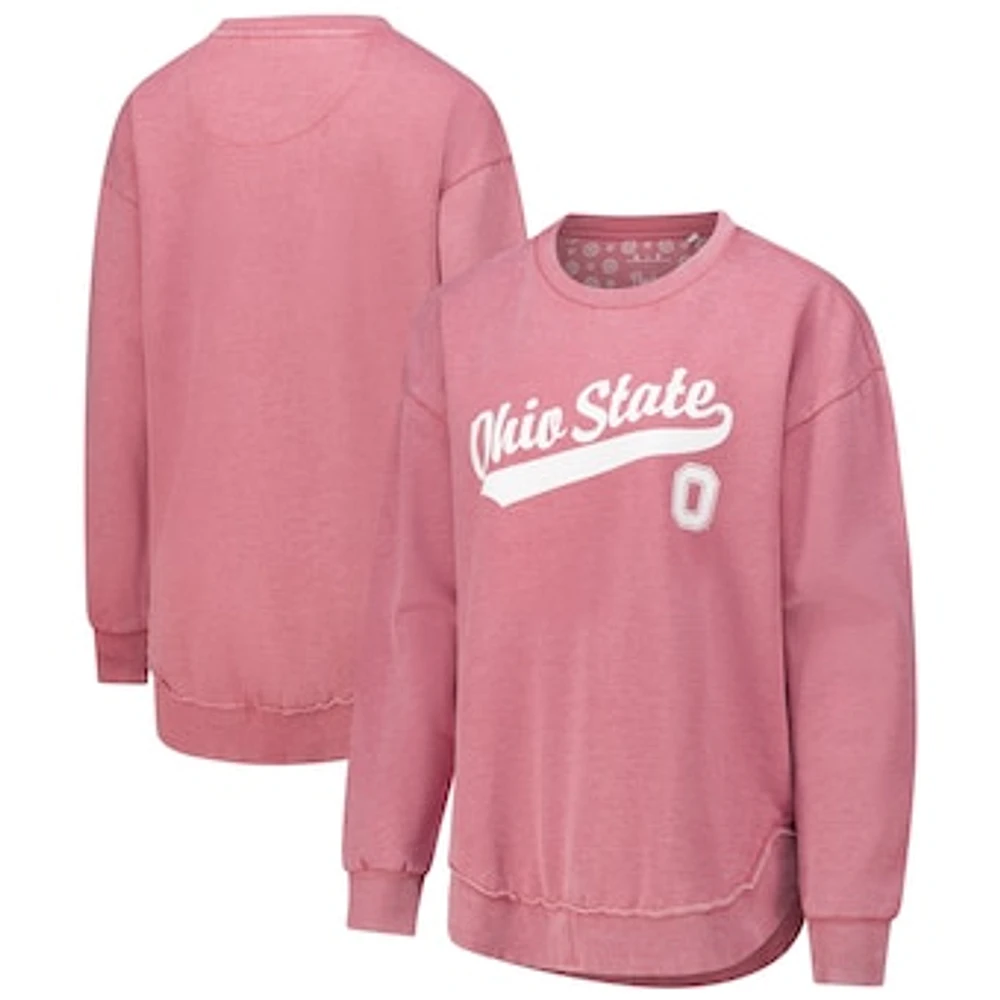 Women's Pressbox Pink Ohio State Buckeyes Poncho Fleece Pullover Sweatshirt