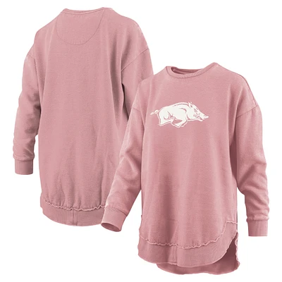 Women's Pressbox Pink Arkansas Razorbacks Poncho Fleece Pullover Sweatshirt