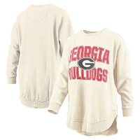 Women's Pressbox  Cream Georgia Bulldogs Poncho Fleece Crew Sweatshirt