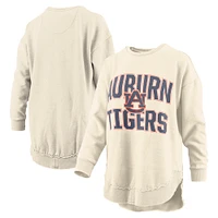 Women's Pressbox  Cream Auburn Tigers Poncho Fleece Crew Sweatshirt