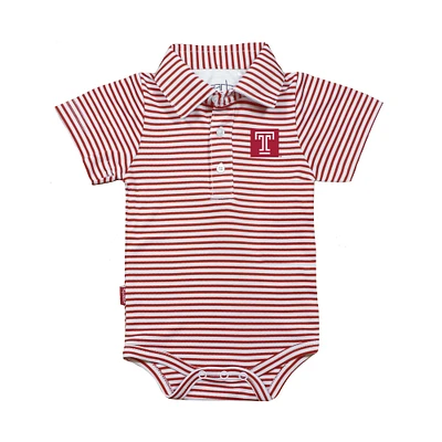 Infant Garb Cherry/White Temple Owls Carson Polo Bodysuit