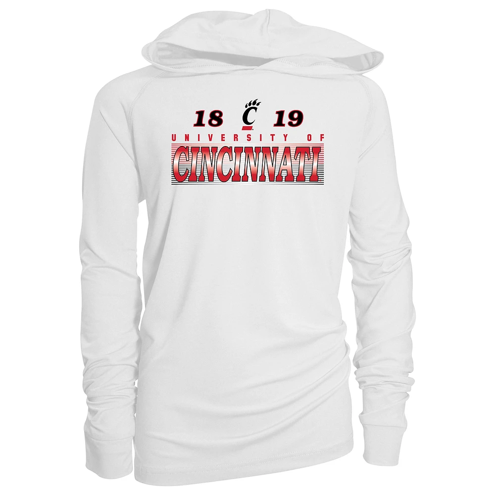 Youth Garb White Cincinnati Bearcats Marley Long Sleeve Raglan Hoodie Sunshirt
