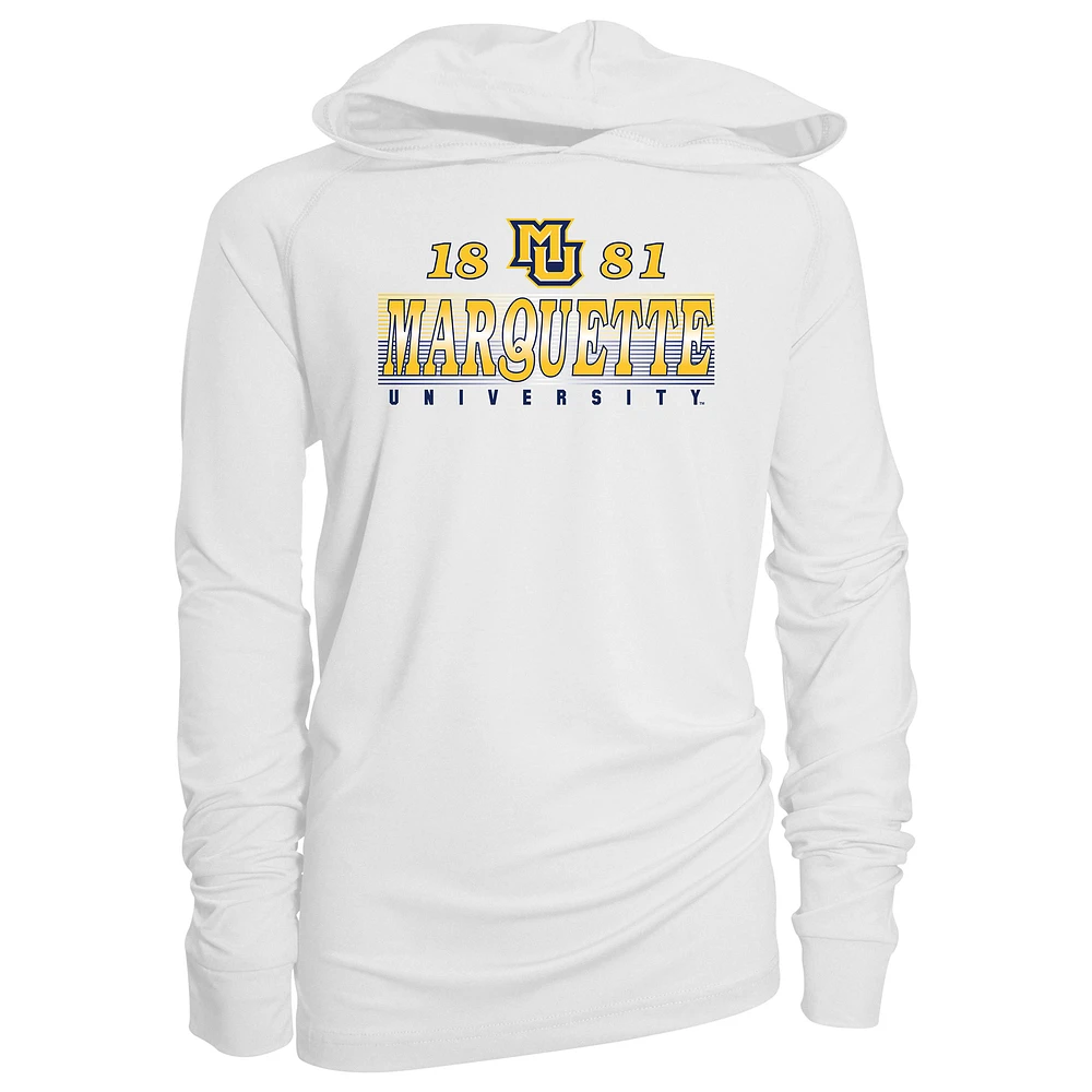 Youth Garb White Marquette Golden Eagles Marley Long Sleeve Raglan Hoodie Sunshirt