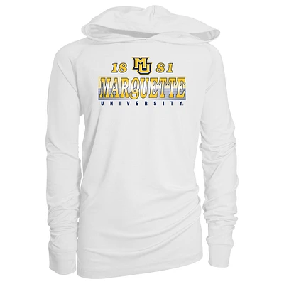 Youth Garb White Marquette Golden Eagles Marley Long Sleeve Raglan Hoodie Sunshirt