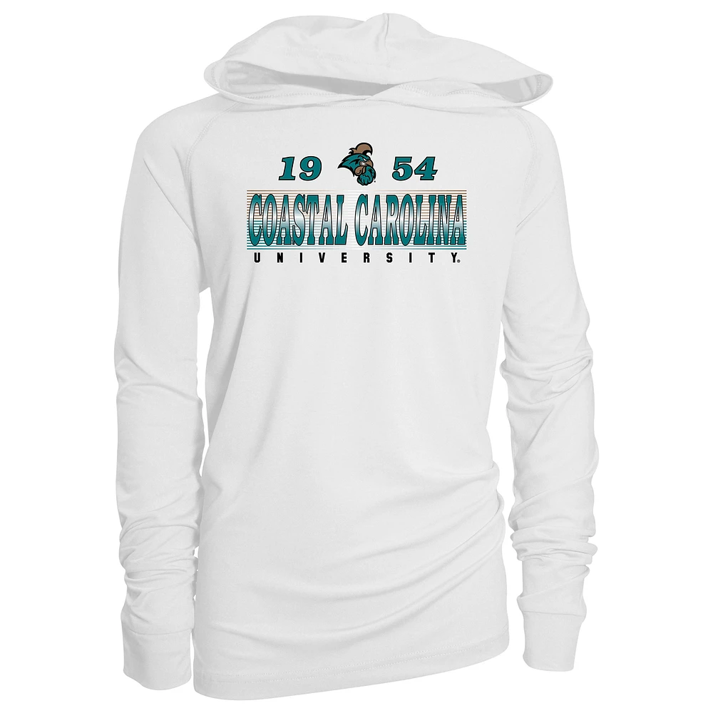 Youth Garb White Coastal Carolina Chanticleers Marley Long Sleeve Raglan Hoodie Sunshirt