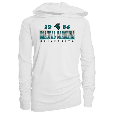Youth Garb White Coastal Carolina Chanticleers Marley Long Sleeve Raglan Hoodie Sunshirt