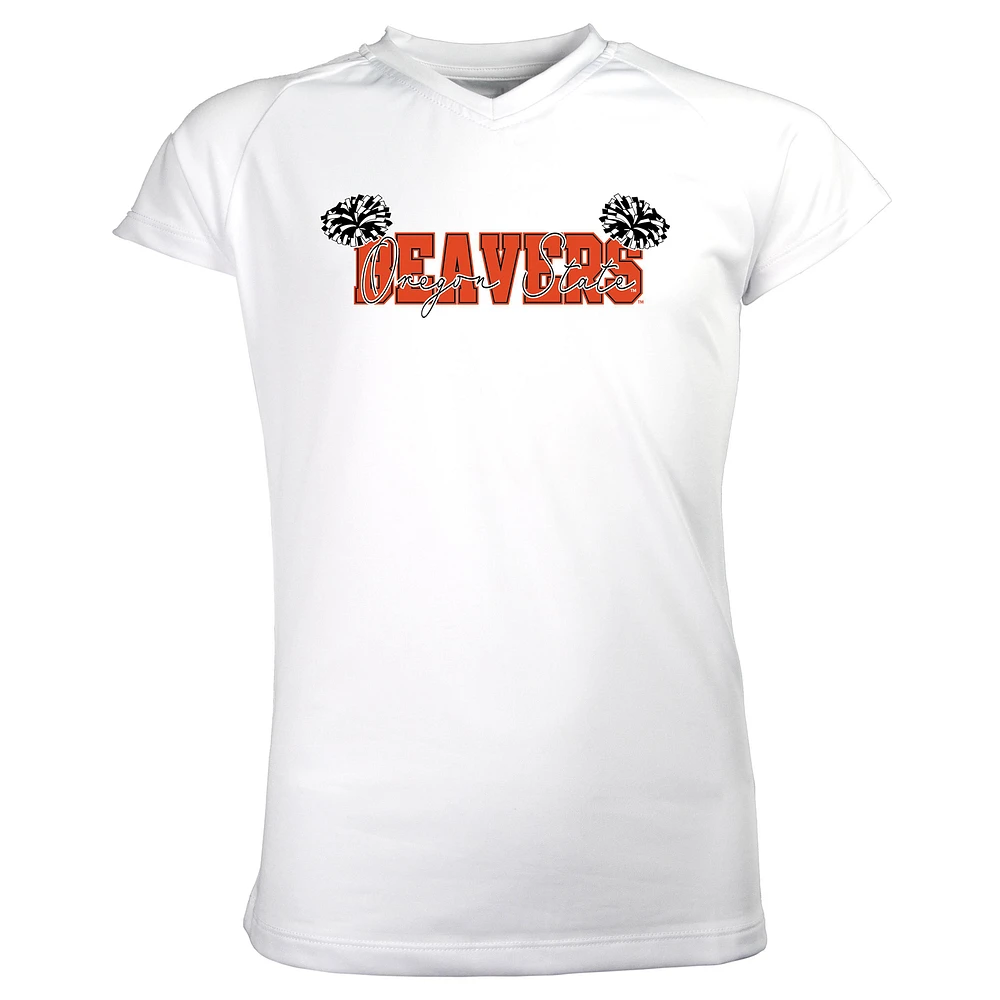 Girls Youth Garb White Oregon State Beavers Brittany V-Neck T-Shirt