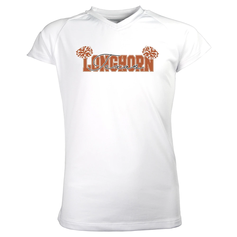 Girls Youth Garb White Texas Longhorns Brittany V-Neck T-Shirt