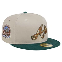 Men's New Era Natural/Hunter Green Atlanta Braves  Lifestyle Tree Bark Fill 59FIFTY Fitted Hat